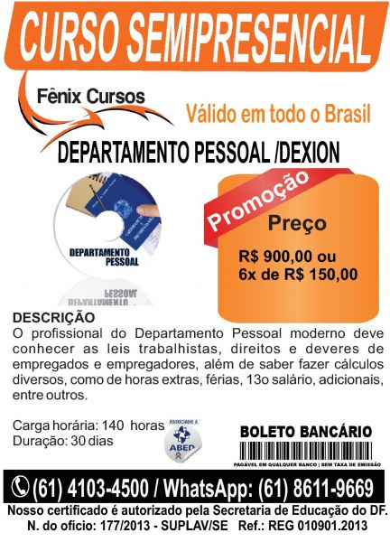 CURSO DE DEPARTAMENTO PESSOAL/DEXION