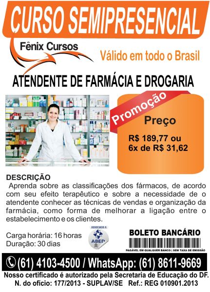 CURSO DE ATENDENTE DE FARMACIA E DROGARIA