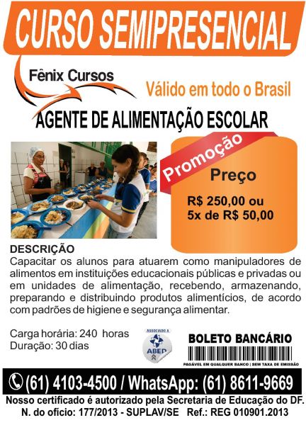 Curso De Agente De AlimentaÇÃo Escolar Merendeira Fênix Cursos Profissionalizantes 7793